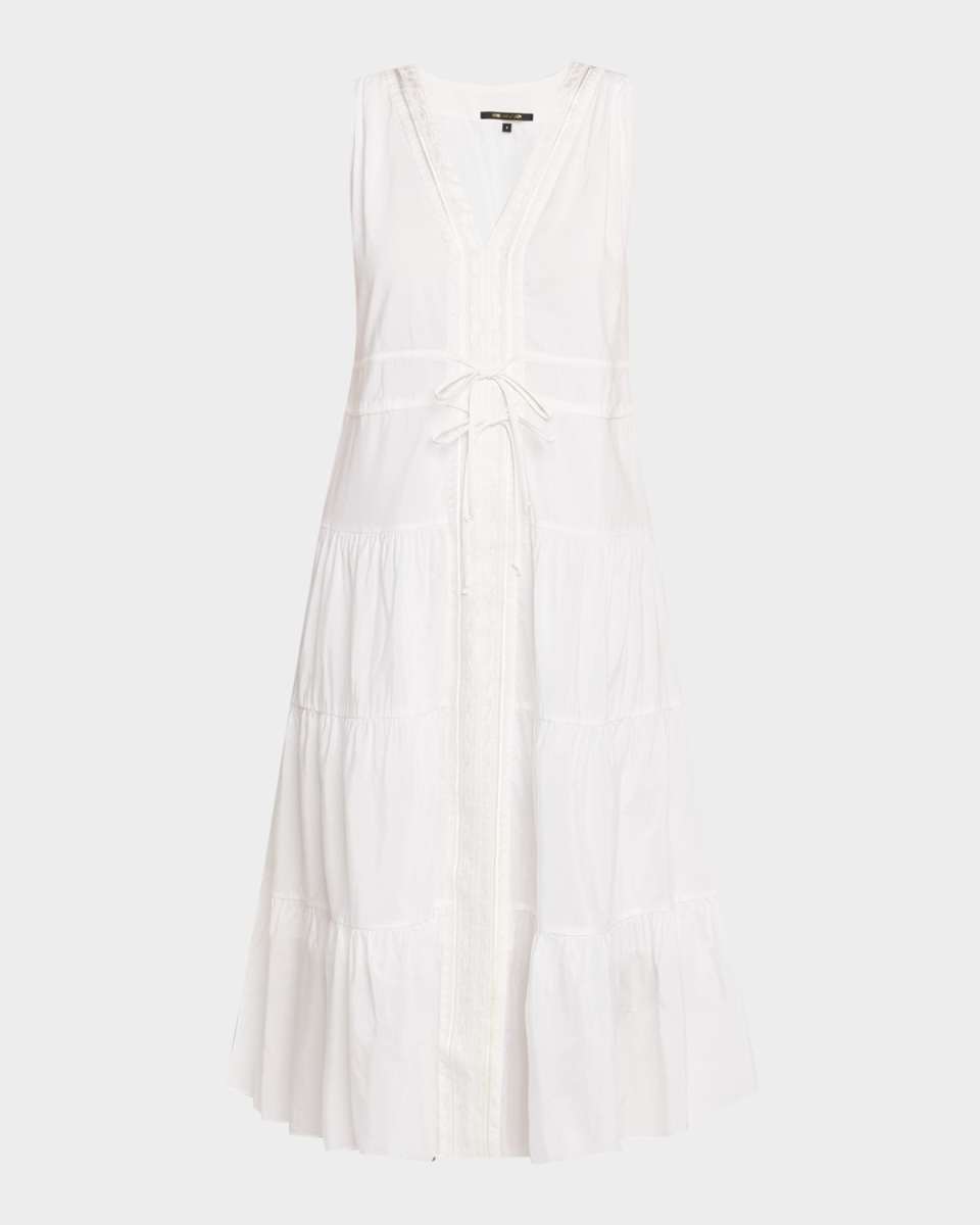 Edison Tiered Geo-Embroidered Midi Dress
